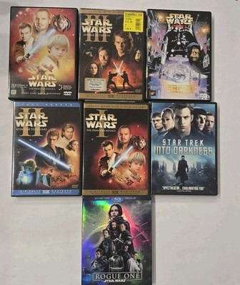 Star Wars 7 Movie Lot 2 New Sealed DVDs Blu-ray Rogue One, Revenge of the Sith.