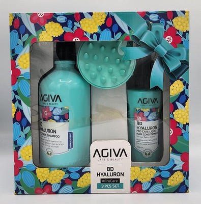 AGIVA 8D Shampoo/Conditioner mit Hyaluronsäure & Massagekamm - 3-teiliges Geschenkset