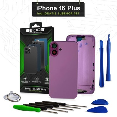 Backcover für iPhone 16 Plus Pink Gehäuse Rahmen Rückseite Glas Frame Housing