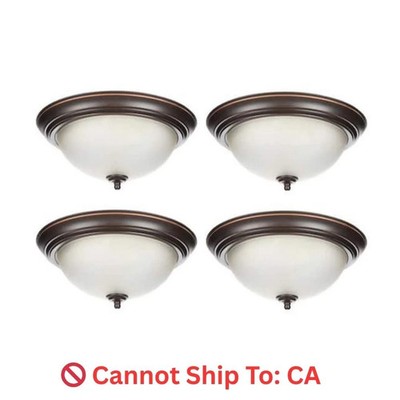 13 in. 2-Light Oil Rubbed Bronze Flush Mount Stylish Ceiling Fixture (4-Pack)