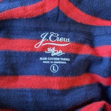 J Crew Slub Cotton Anorak Hoodie Navy Red Str...