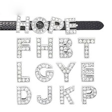20 Rhinestone Alphabet Letters Slide Beads Charm Fit 10mm Wristbands DIY Name