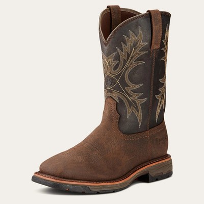 Ariat  Men's Workhog H2O Bruin Brown/Coffee Soft Toe Waterproof Boot 10017436
