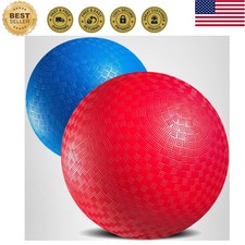 Durable 8.5-Inch Kickball Set - Includes Red  Blue Balls with Pump for All Ages