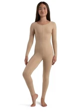  Girls' Team Basic Long Sleeve Unitard Medium Big Girls (7-16) Nude