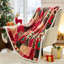 Christmas Throw Blanket, Christmas Decorations Gifts for Women, Sherpa Flannel..