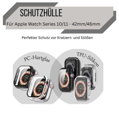 Hülle für Apple Watch Series 10 / 11 Schutzhülle   9H Case 42mm 46mm Display