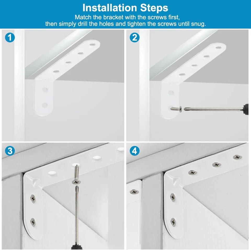 4 Pezzi Pesanti Staffa Angolare in Acciaio Inox,Shelf Brackets,Stabile E Durevol - Immagine 4 di 4