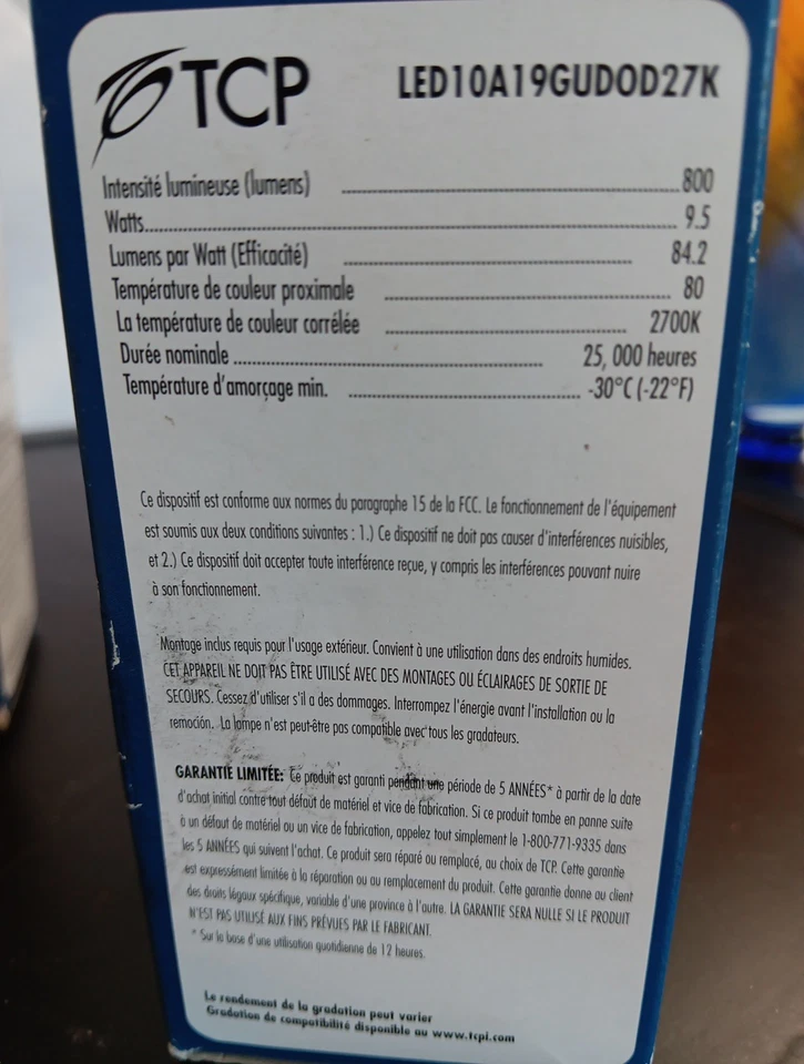 TCP LED10A19GUDOD27K 9.5W (60W Equal) 2700K GU24 Dimmable LED Light 2pk - Image 4 of 4