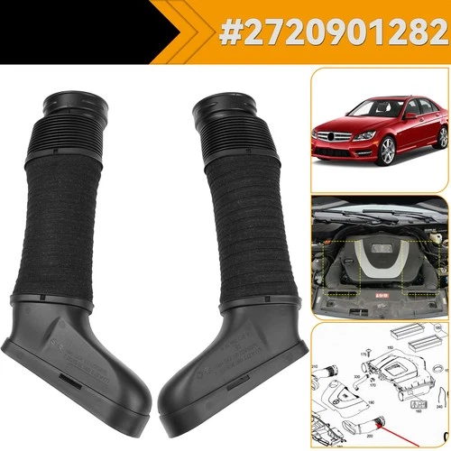 A Pair Air Intake Duct Inlet Hoses For Mercedes-Benz 08-12 C300 E350 3.0L 3.5L