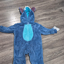 Disney Stitch Hooded One-Piece Costume Complete Outfit Blue/Light Blue 3T