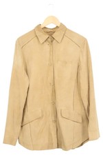 FAY giacca di pelle donna beige taglia 42/XL elegante vintage strass