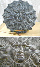 9 Glazed Terra Cotta Sun Face Sculpture Indoor Outdoor Wall Hanging Plaque L6