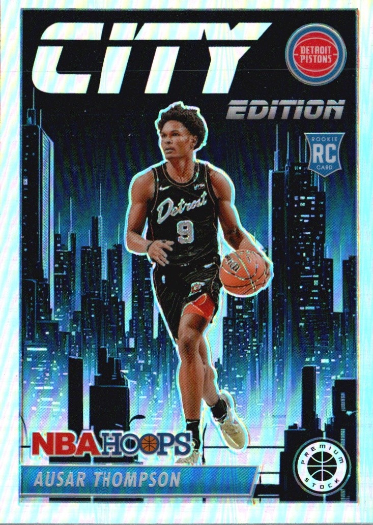 2023-24 Hoops Premium Stock #11 Ausar Thompson City Edition Silver Prizm