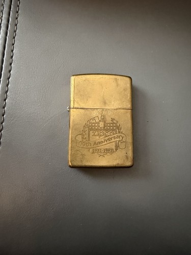 Zippo 60th Anniversary 1932-1992 Brass Tone Lighter Bradford PA USA Cigarettes