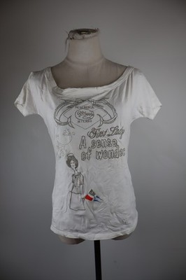 GF FERRE Damen T-Shirt L Regular Kurzarm Baumwolle Weiß Vintage Basic