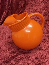 Vintage Ball Glass Tilt Pitcher Tilted Orange With Ice Lip Retro Kitchen
