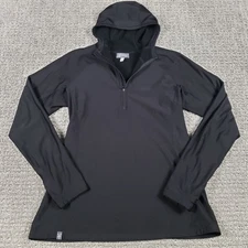 Ibex Hoodie Womens XL Black 1/4 Zip Pullover Merino Wool Blend Stretch Outdoors