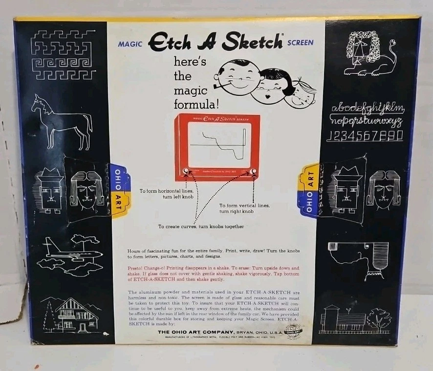✨ Pantalla mágica vintage Etch-a-Sketch #505 Ohio arte caja original años 60 ¡Funciona! ✨ Foto 3 de 4