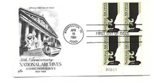 2081 National Archives, ArtCraft plate block FDC