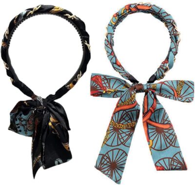 Retro Long Ribbon Headband, Non-Slip Satin Fabric Hair Bands UK