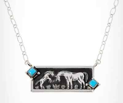 Chaco Canyon Sterlingsilber Kingman Türkis Pferdemotiv Halskette - Neu mit Etikett - 208,25 $