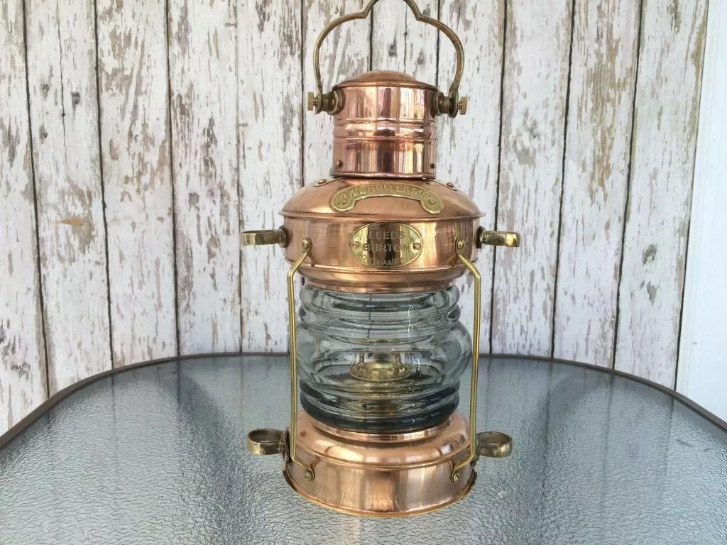 Brass & Copper Anchor Oil Lamp Nautical Maritime Ship Lantern Boat Light  Solid