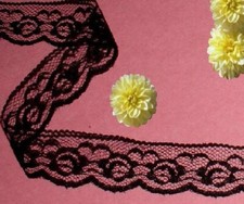 Scalloped Lace Trim Black 14 - 28 Yards x 1-1/8" Roses Floral O77V CLOSEOUT