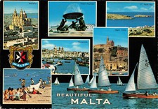 Postcard Malta Mellieha Bay Triton Fountain St Pauls Bay Mgarr Gozo unposted