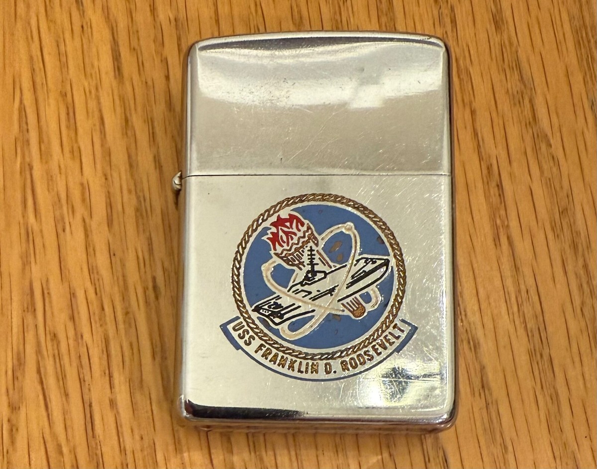 VINTAGE ZIPPO MILITARY LIGHTER USED USS FRANKLIN D ROOSEVELT ZB7