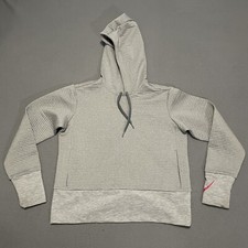 Nike Hoodie Women's Gray Cropped Ribbed Dri-fit Pullover Sports Athleisure Small