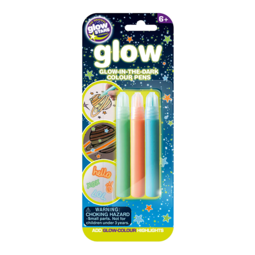 Brainstorm Toys Glow in the Dark Color Pens Pack of 3 Pieces Ages 6+ and Up - Zdjęcie 1 z 1