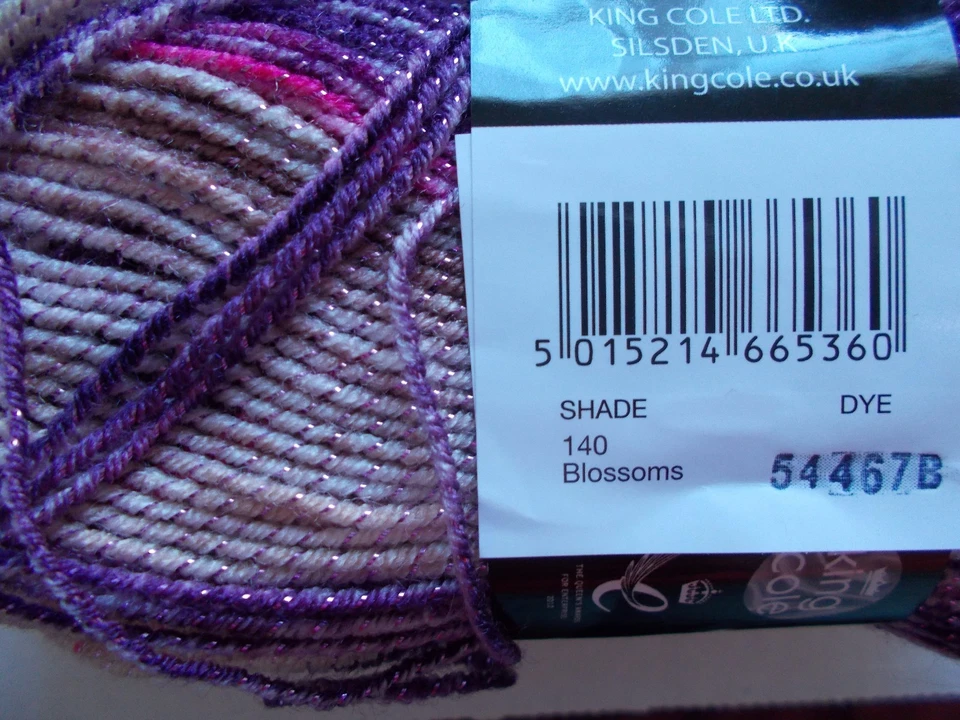 King Cole Shine DK sparkly gradient yarn, Blossoms, lot of 2 (310 yd ea) - Image 3 of 3