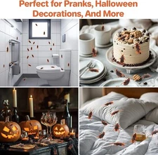 150pc Fake Roaches Reaiistic Plastic Fake Cockroach Creepy Bug Prank Scary Toy