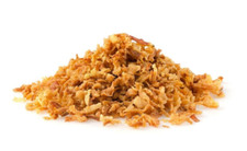 Copos de cebolla frita crujiente listos para comer para hamburguesas, curries, bangers, perritos calientes
