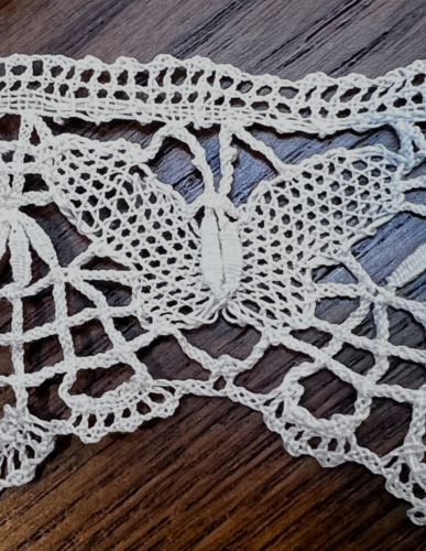 White Figural Bobbin Lace Trim, Butterfly Theme, 2 yards+ (84 inches)