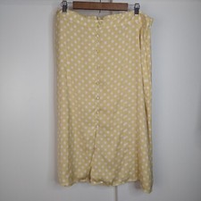 LC Lauren Conrad Satin Polkat Dot Midi Skirt Plus Size XXL Pastel Yellow White