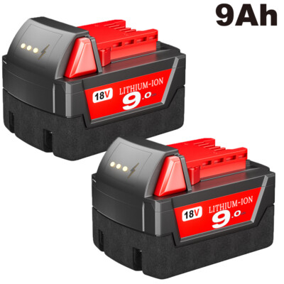 2x For Milwaukee M18 Lithium ion 9.0 AH Extended Capacity Battery 48-11-1860 US