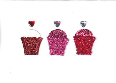 PAPYRUS VALENTINES CARD NIP MSRP $7.95 3 CUPCAKES CARD (N6)