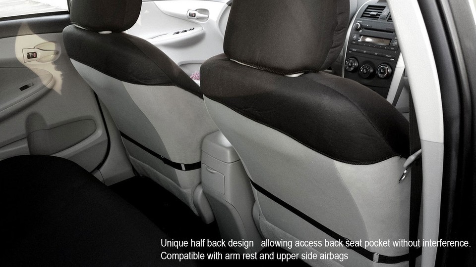 FOR MERCEDES NEW BLACK FLAT CLOTH CAR TRUCK SEAT COVER SET W VINYL