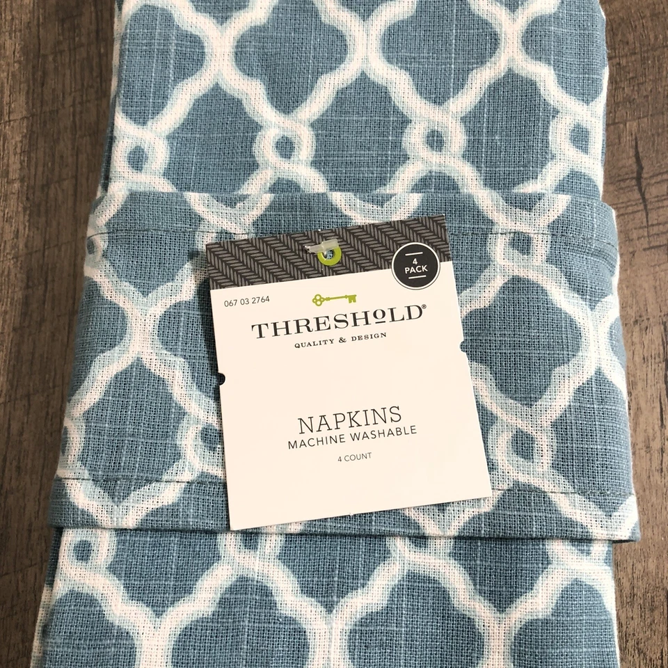 Threshold Blue White Dinner Cotton Table Napkins Set of 4  - Image 2 of 4