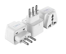 Ceptics Italy, Chile Universal Travel Plug Adapter Type L Rome Grounded - 3 Pack