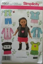 Simplicity Crafts Sewing Pattern 1902, Size 18" Tall Doll Clothes Wardrobe