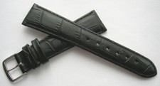 ECHTLEDERUHRENBAND Lausanne Swissbreiteverlauf 20/16 mm Alligatorprägung Schwarz