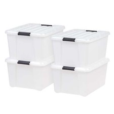 45 Qt. Plastic Storage Bins with Lids, Stackable Storage Containers,Totes,4 Pack