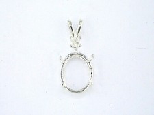 Oval Single Accent Pendant Setting Sterling Silver
