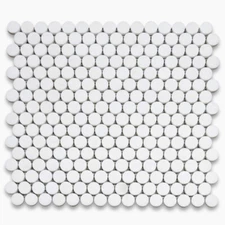 T93XH Thassos White Marble 3/4 inch Penny Round Mosaic Tile Honed