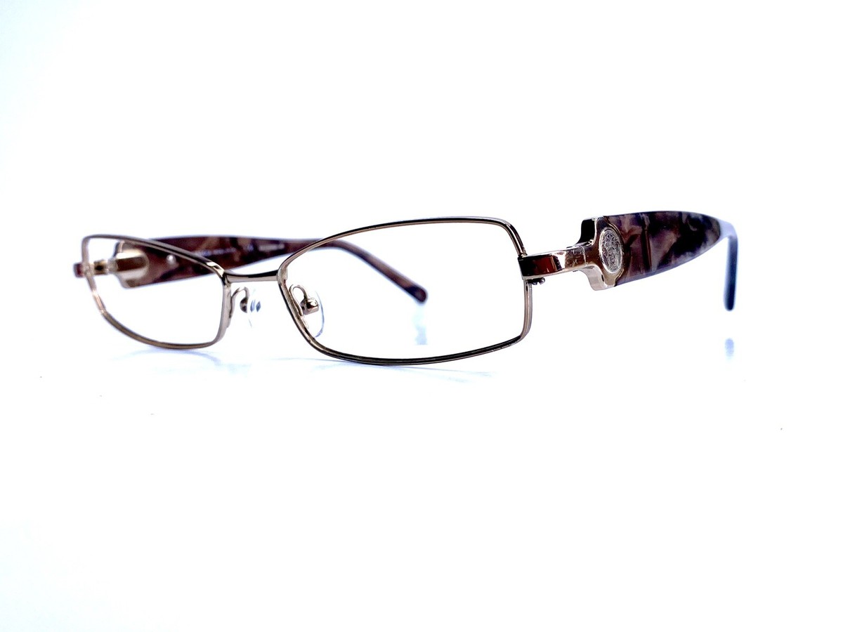 Versace MOD 1139 Medusa Rectangular Eyeglasses Frames Versace Gold Metal Rectangular Medusa Eyeglasses Italy MOD  main image 4