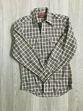 VTG Red River Mens 16 Pearl Snap Shirt Long Sleeve Pocket Plaid Green White Red