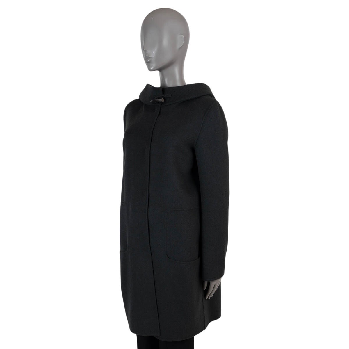 69522 auth JIL SANDER moss green wool HORN BUTTON DUFFLE 69522 auth JIL SANDER moss green wool HORN BUTTON DUFFLE